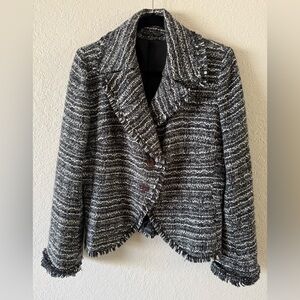 Runway Virtual Runway Connection Black White Tweed 2 Button Jacket VTG Size 12